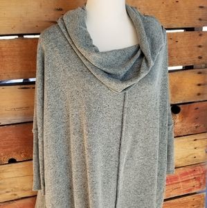 Green cowl neck top with hi/low bottom